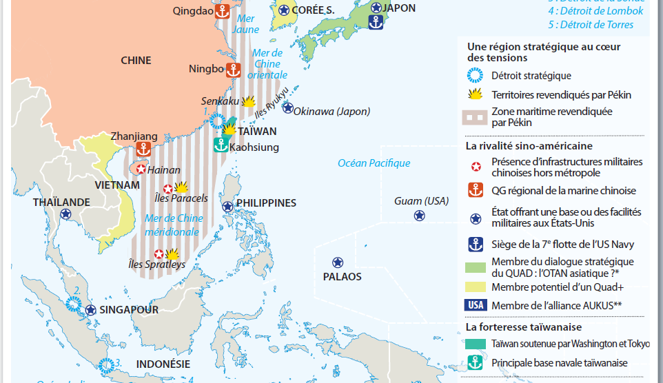 Carte des revendications territoriales de la chine dans la Mer de Chine orientale